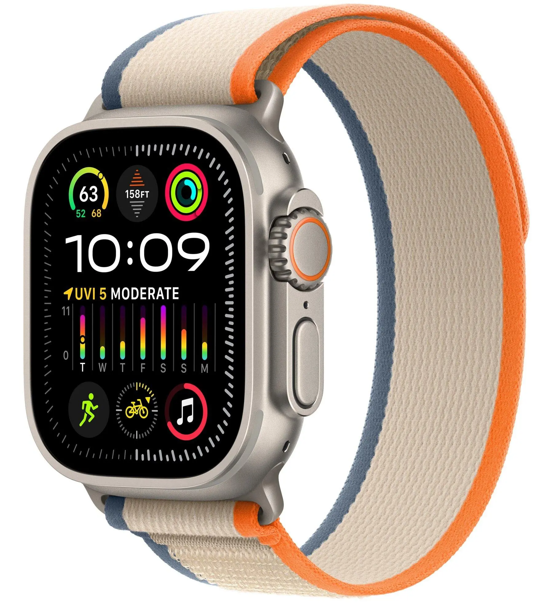 Apple Watch Ultra 2 GPS + Cellular koperta z tytanu 49mm opaska Trail Pomarańczowo/beżowy M/L