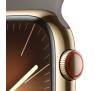 Smartwatch Apple Watch Series 9 GPS + Cellular koperta 45mm ze stali nierdzewnej Złoty pasek sportowy Popielatego brązu S/M
