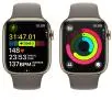 Apple Watch Series 9 GPS + Cellular koperta 45mm ze stali nierdzewnej Złoty pasek sportowy Popielatego brązu S/M