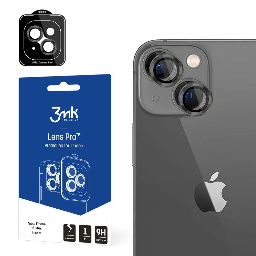 Szkło hartowane 3mk Lens Protection Pro Graphite do iPhone 15 Plus