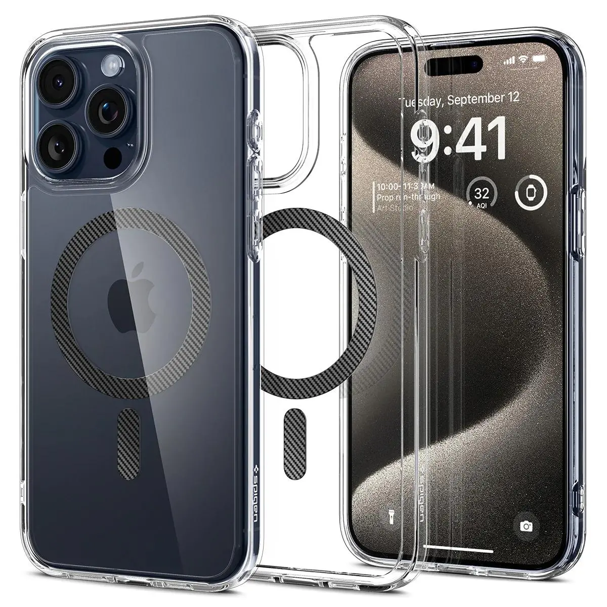 Etui Spigen Ultra Hybrid MagFit do iPhone 15 Pro Max carbon fiber
