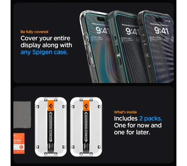 Spigen z aplikatorem Glas.tR EZ Fit do iPhone 15 Pro Max - 2 pack