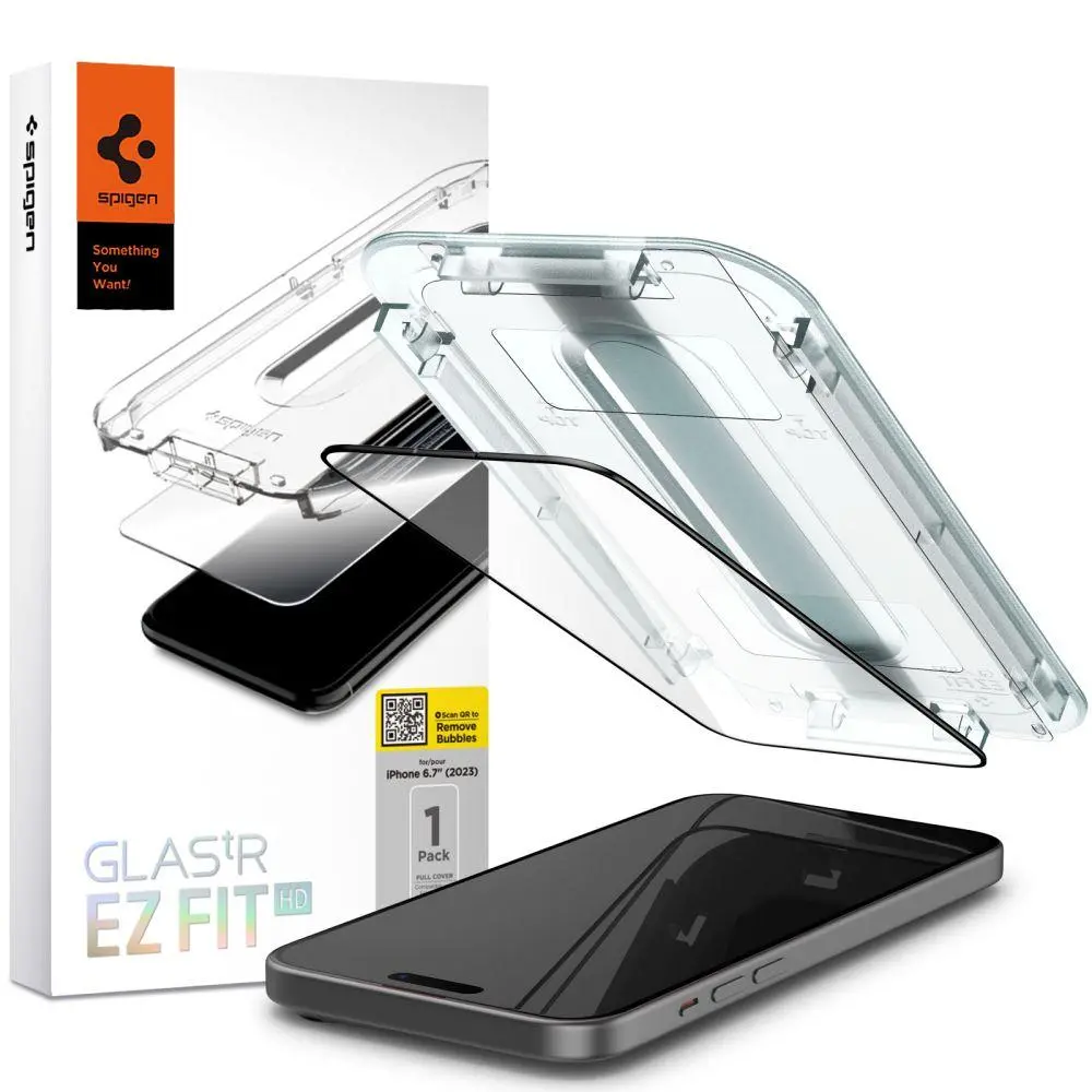 Szkło hartowane Spigen z aplikatorem Glas.tR EZ Fit HD FC do iPhone 15