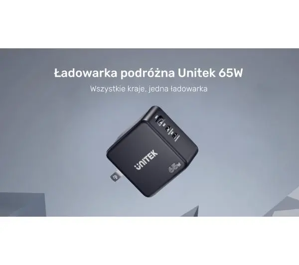 Unitek GaN PD 65W 2xUSB-C 1xUSB-A