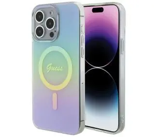 Guess IML Iridescent MagSafe GUHMP15LHITSQ do iPhone 15 Pro turkusowy