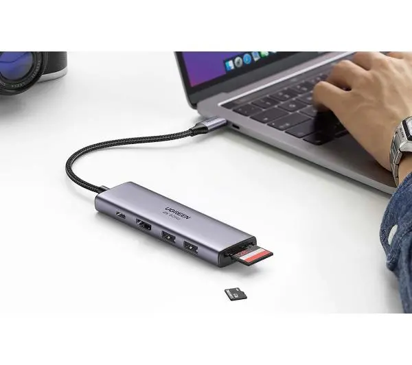 UGREEN CM511 USB-C do 2x USB,HDMI, USB-C, TF/SD  Szary