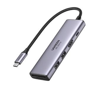 Hub USB UGREEN CM511 USB-C do 2x USB,HDMI, USB-C, TF/SD  Szary