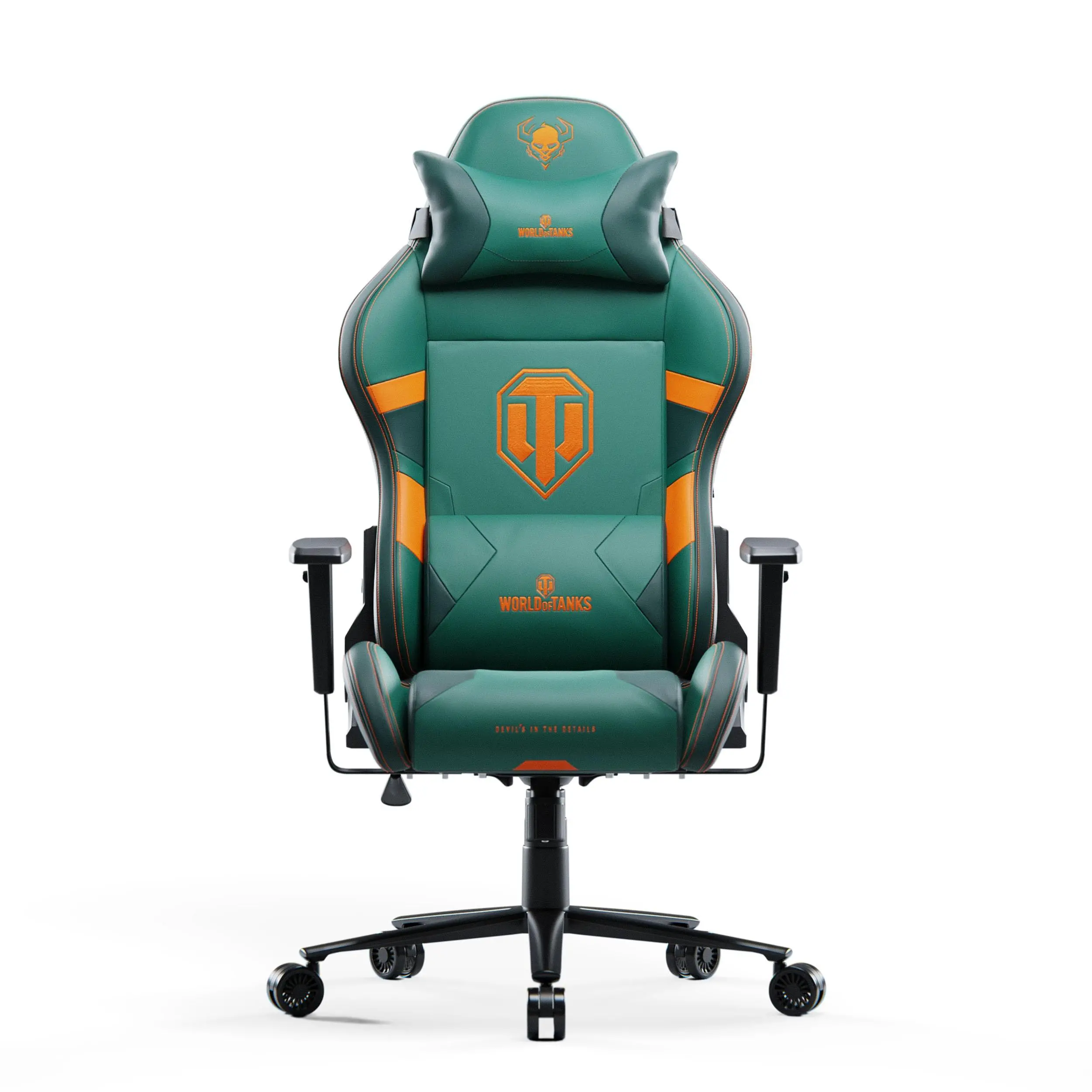 Fotel Diablo Chairs X-One 2.0 World of Tanks Gamingowy do 160kg Skóra ECO Tkanina Zielono-pomarańczowy