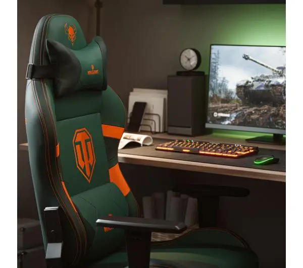 Diablo Chairs X-One 2.0 World of Tanks Gamingowy do 160kg Skóra ECO Tkanina Zielono-pomarańczowy - Kup na Raty - RRSO 0%