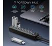 Hub USB Orico PW7U-C3-10-BK-EP USB-C 5Gbps, 7 portów Czarny