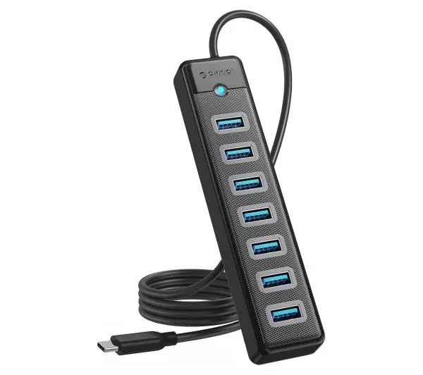 Фото - Кардридер / USB-хаб Orico PW7U-C3-10-BK-EP USB-C 5Gbps, 7 portów Czarny 