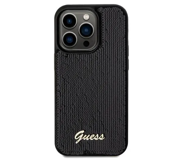 Guess Sequin Script Metal GUHCP14LPSFDGSK do iPhone 14 Pro Czarny