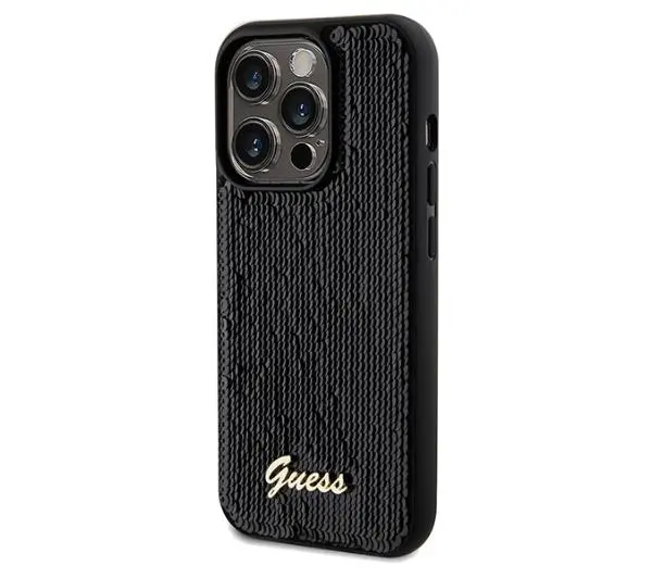 Guess Sequin Script Metal GUHCP14LPSFDGSK do iPhone 14 Pro Czarny