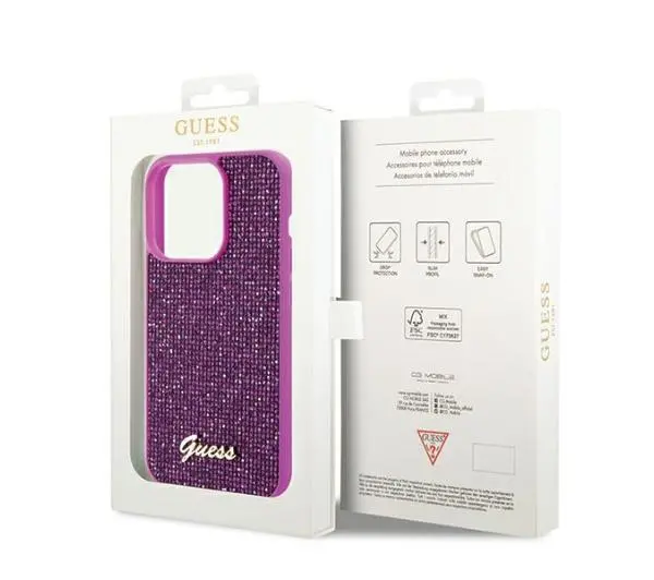 Guess Disco Metal Script GUHCP14XPMSDGSF do iPhone 14 Pro Max Różowy