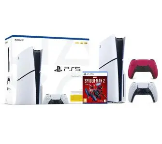 Konsola Sony PlayStation 5 Slim D Chassis (PS5) 1TB z napędem + Dodatkowy Pad Czerwony + Marvel’s Spider-Man 2