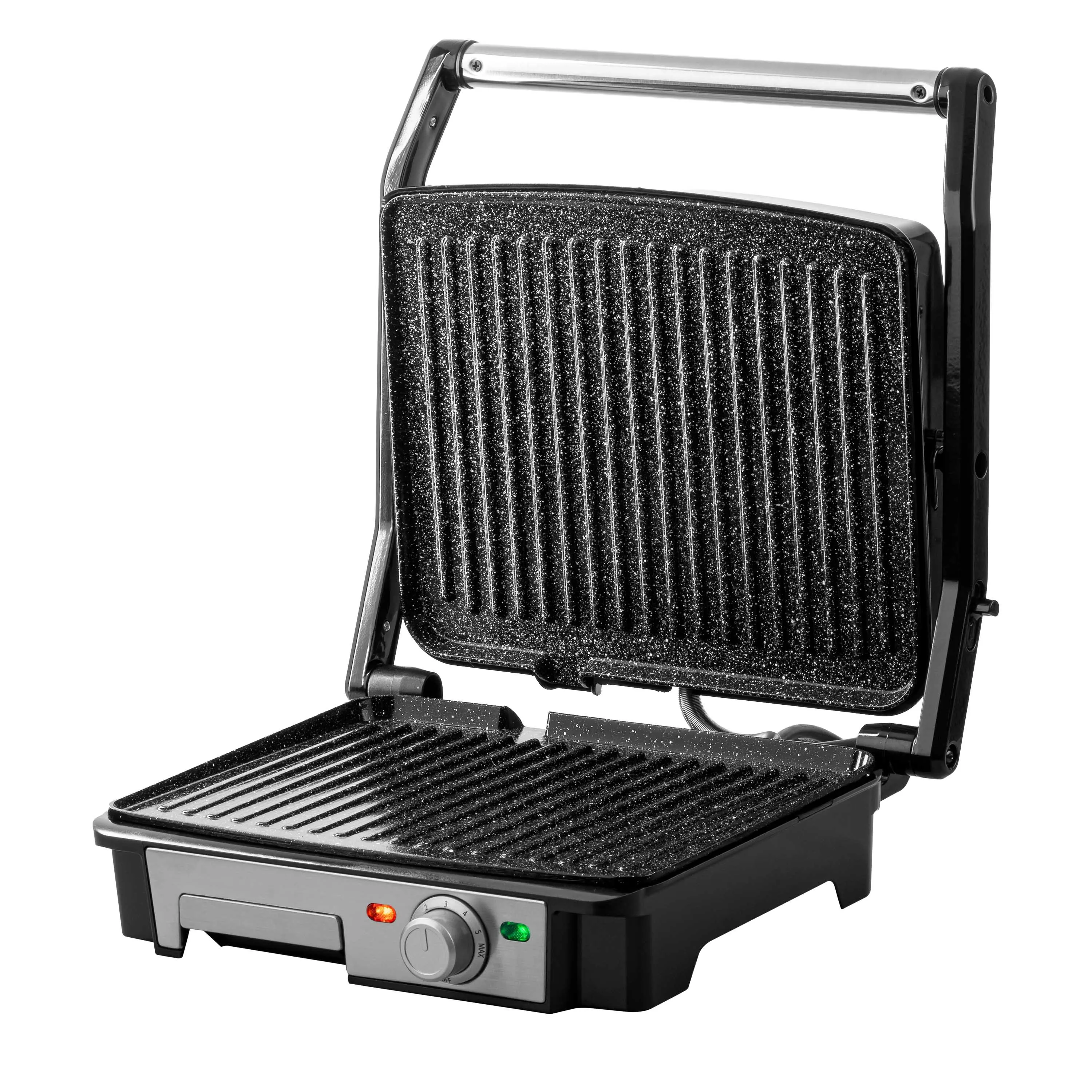 Grill elektryczny Raven EGE002X Płyty z powłoką marmurową 1392 cm2 rozkładany Regulowana górna płyta 1800W