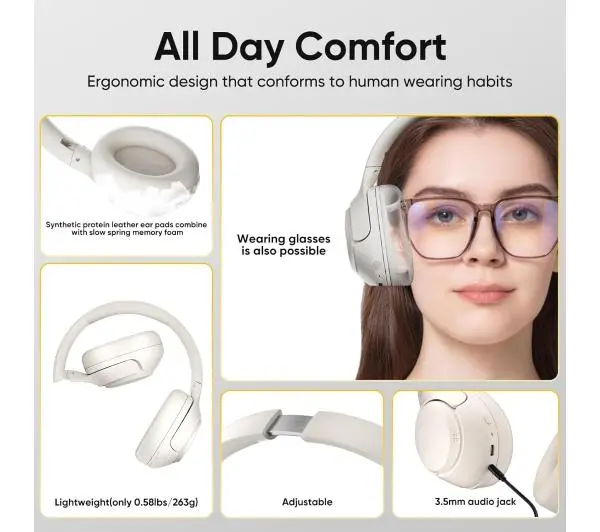 QCY H3 ANC Nauszne Bluetooth 5.3 Biały