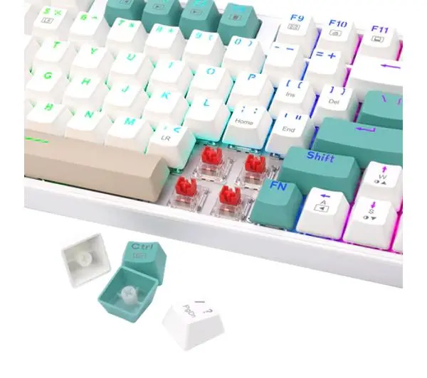 Redragon K643 Pro Red Switch biało-zielony Biały