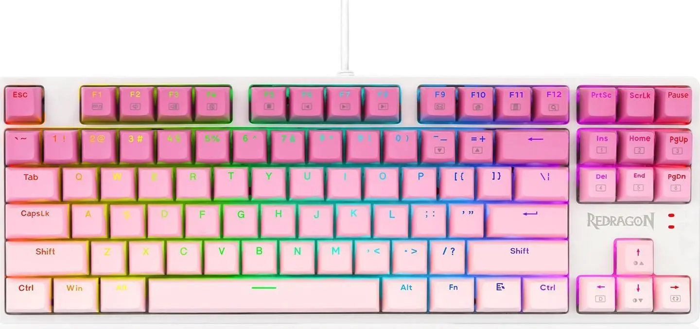 Klawiatura mechaniczna Redragon K645 RGB Brown Switch Biało-różowy