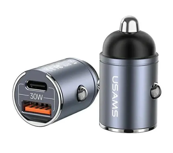 USAMS 1xUSB+1xUSB-C C38 30W PD Fast Charge Fioletowy