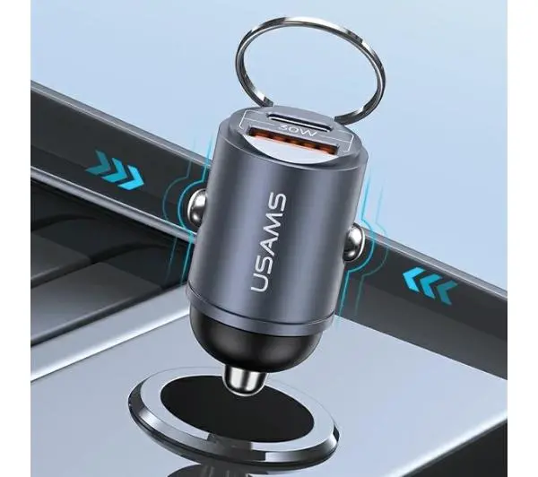 USAMS 1xUSB+1xUSB-C C38 30W PD Fast Charge Fioletowy