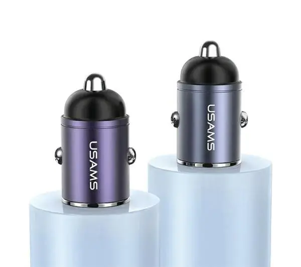 USAMS 1xUSB+1xUSB-C C38 30W PD Fast Charge Fioletowy