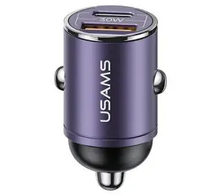 USAMS 1xUSB+1xUSB-C C38 30W PD Fast Charge Fioletowy
