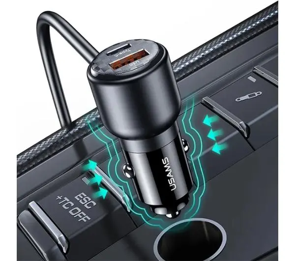 USAMS C40 3xUSB+2xUSB-C 165W PD+QC Fast Charge Czarny