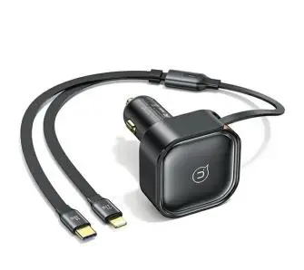 Ładowarka samochodowa USAMS 1xUSB-C+1x Lightning C41 PD 30W Fast Charge Czarny