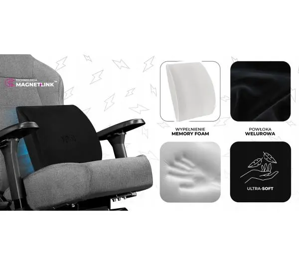 Yumisu 2054 Magnetic Materiał Biurowy do 150kg Tkanina Jasnoszaro-czarny - Kup na Raty - RRSO 0%