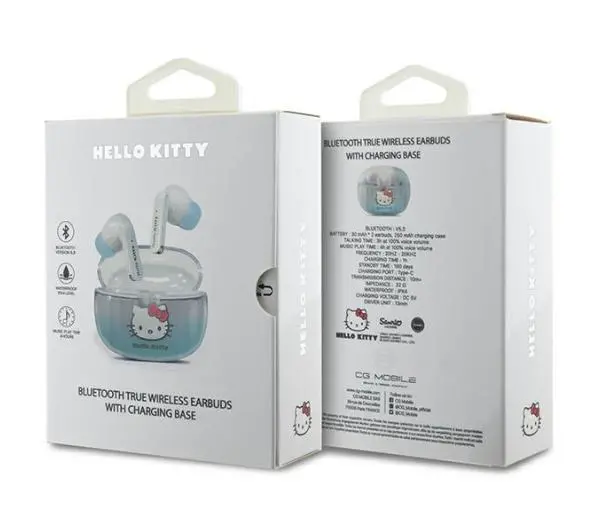Hello Kitty True Wireless Kitty Head Logo Dokanałowe Bluetooth 5.3 Niebieski
