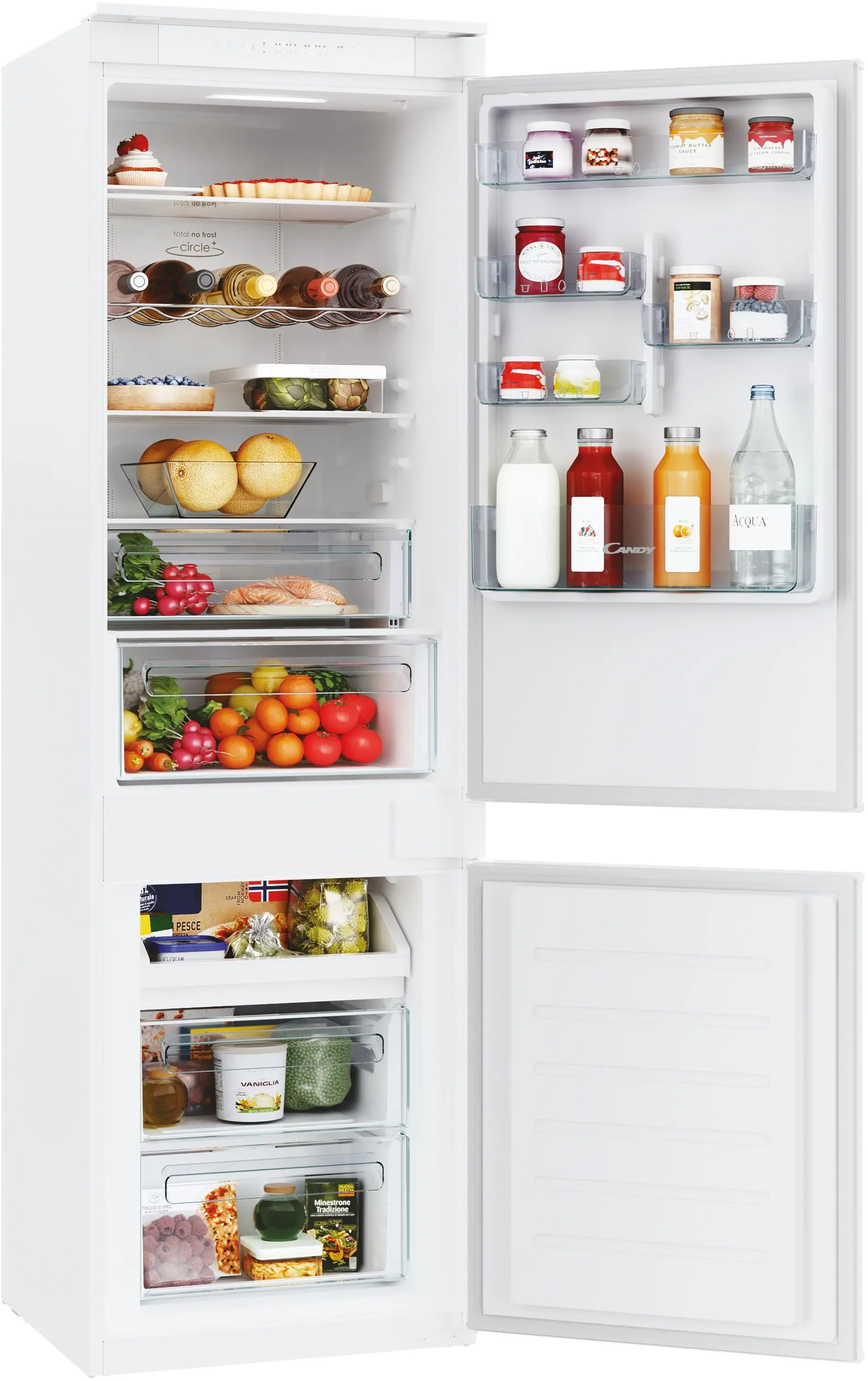 Lodówka Candy Fresco CBT5518DW Pełny No Frost 177,2cm Szuflada z kontrolą wilgotności
