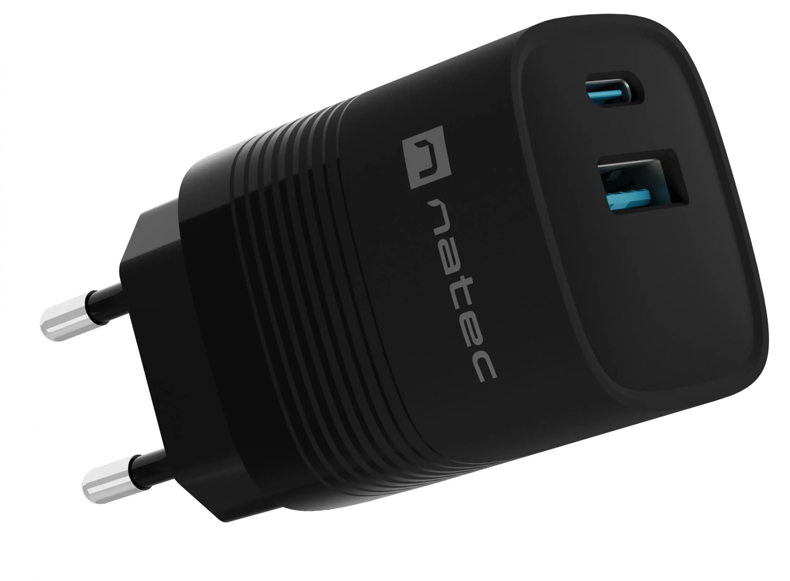 Ładowarka sieciowa Natec Ribera GaN 1xUSB-A+1xUSB-C 30W Czarny