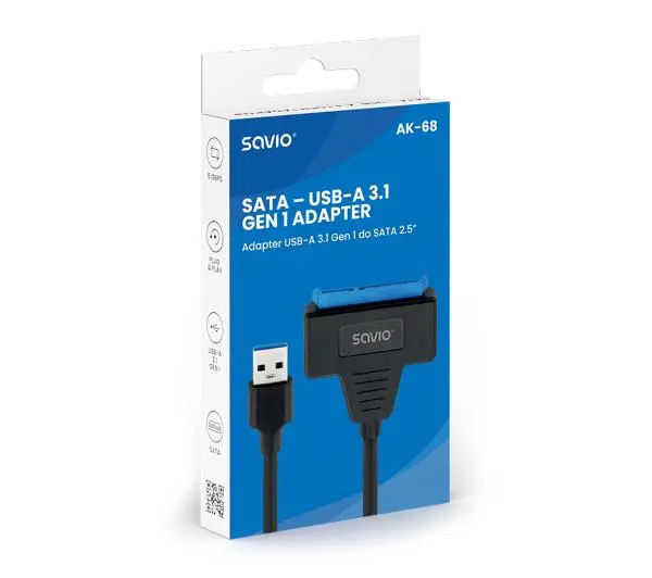Savio AK-68 USB-A do SATA 2.5" Czarny