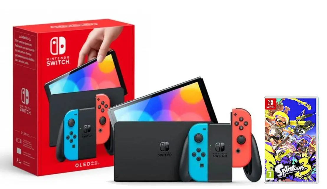 Nintendo Switch OLED Czerwono-niebieski + Splatoon 3 - Dobra cena Nintendo Switch OLED Czerwono-niebieski + Splatoon 3 - Dobra cena