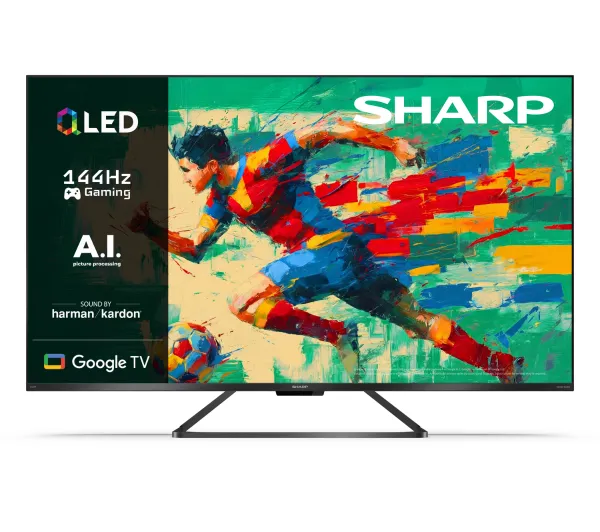 Sharp 50GR8765E 50" QLED 4K 144Hz Google TV Funkcje AI Dolby Vision IQ Dolby Atmos DTS X HDMI 2.1 DVB-T2