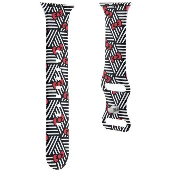 Pasek Hello Kitty do Watch 38/40/41mm strap Silicone Bows & Stripes Czarny