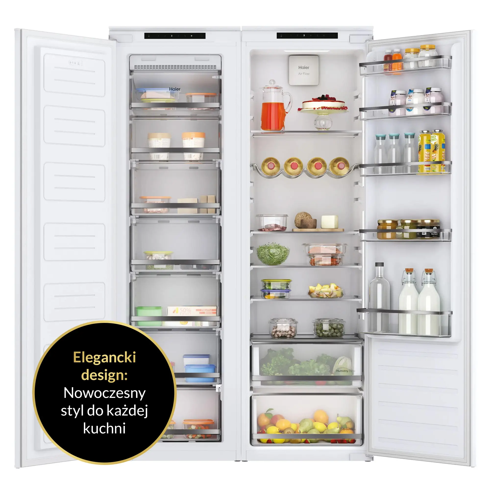 Lodówka Haier Seria 6 HAMS518EW 176,9cm Szuflada z kontrolą wilgotności