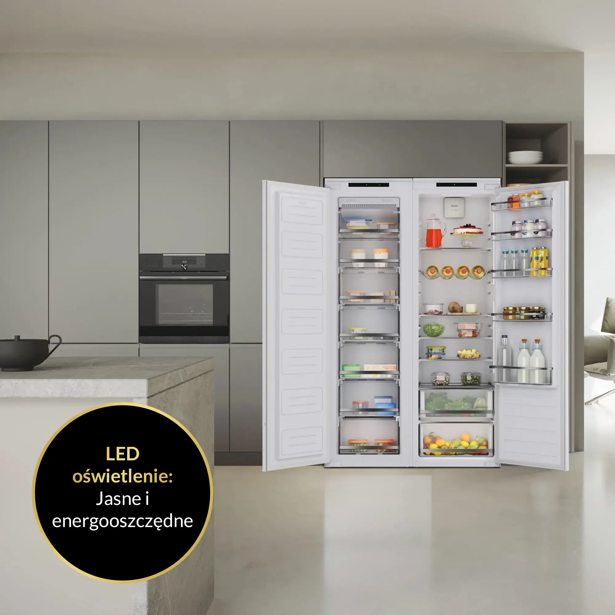 Lodówka Haier Seria 6 HAMS518EW 176,9cm Szuflada z kontrolą wilgotności