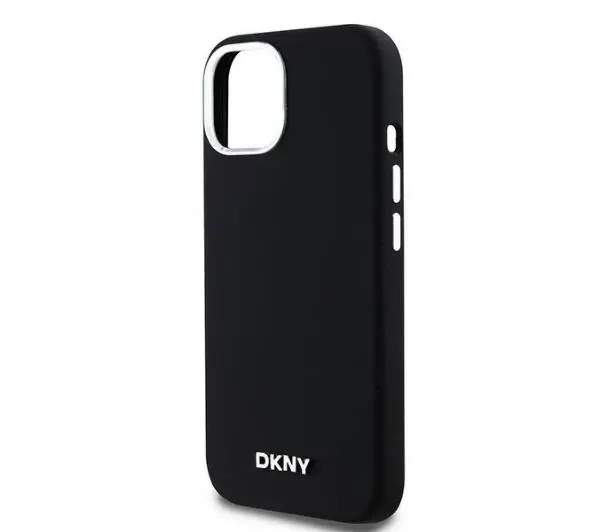 DKNY Hardcase Liquid Silicone Small Metal Logo MagSafe do iPhone 15 Plus Czarny