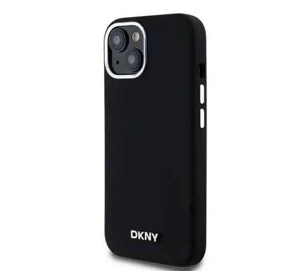 DKNY Hardcase Liquid Silicone Small Metal Logo MagSafe do iPhone 15 Plus Czarny