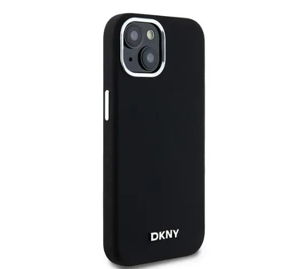 DKNY Hardcase Liquid Silicone Small Metal Logo MagSafe do iPhone 15 Plus Czarny