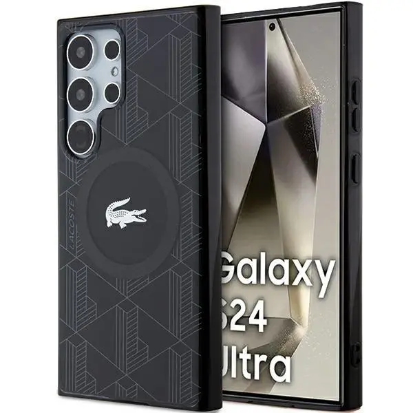 Etui Lacoste LCHMS24LUBSK Hardcase IML Blend Monogram MagSafe do Samsung Galaxy S24 Ultra Czarny