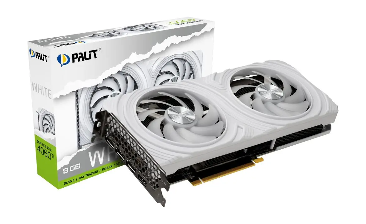 グラフィックボード・グラボ・ビデオカード Palit RTX4060Ti White 8GB グラフィックボード ホワイト GK-RTX4060-E8GB/WHITE/LP