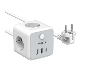 Listwa Tessan TS-301-C-GR 3 gniazda 2x USB-A USB-C 2m Biały