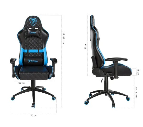 Cobra Draco CRF192 Gamingowy do 130kg Skóra ECO Czarno-niebieski - Kup na Raty - RRSO 0%