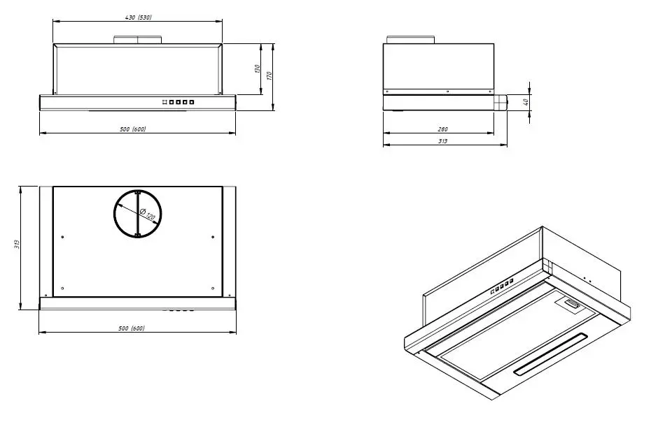 фото Витяжка телескопічна Akpo WK-12 Light 60 Black