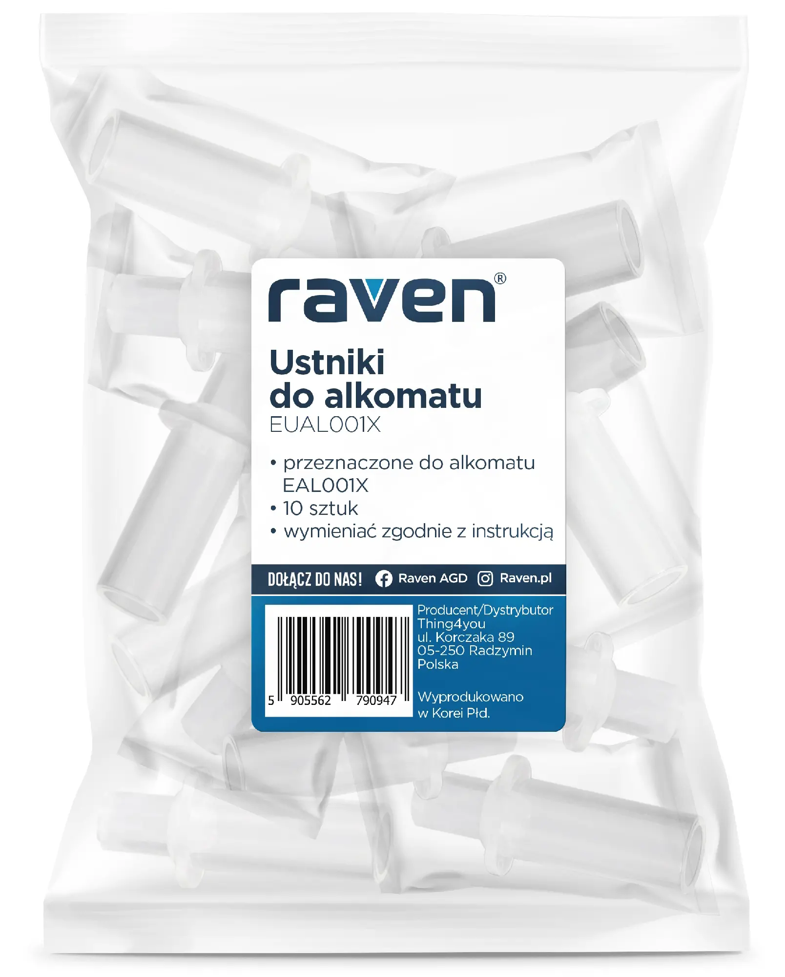 Ustnik do alkomatu Raven EUAL001X 10szt.