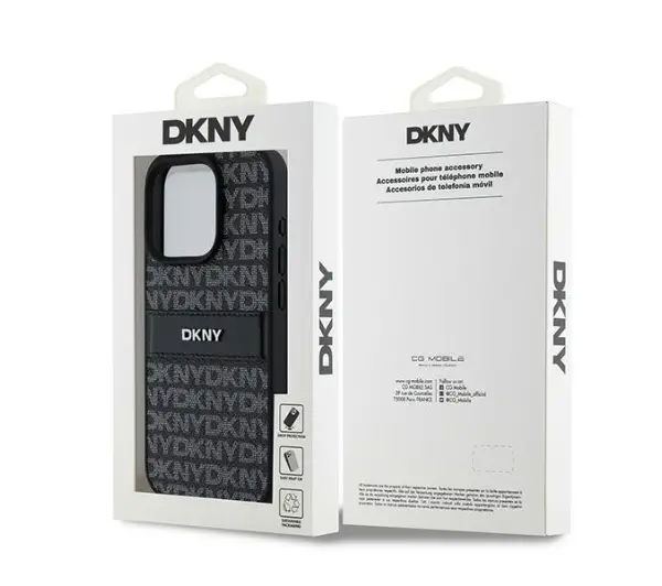 DKNY Hardcase Leather Mono Stripe & Metal Logo do iPhone 15 Pro Max Czarny