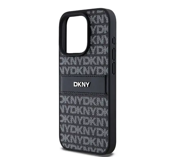 DKNY Hardcase Leather Mono Stripe & Metal Logo do iPhone 15 Pro Max Czarny